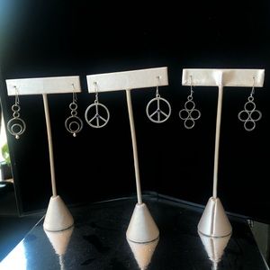 3 pairs of sterling earrings